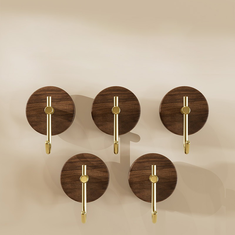 Ganchos de madeira para casaco, cabides de parede multiuso para pendurar chaves, roupas, chapéu, roupão de banheiro e toalhas, sem perfuração
