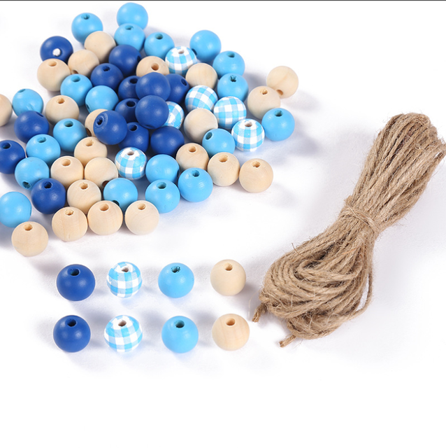 200Pcs Candy Ronde Houten Kralen En Kralen Stretch Cords Hennep Touw Lijn 10 Meter Sieraden Maken Armband Ketting Met doos: blue