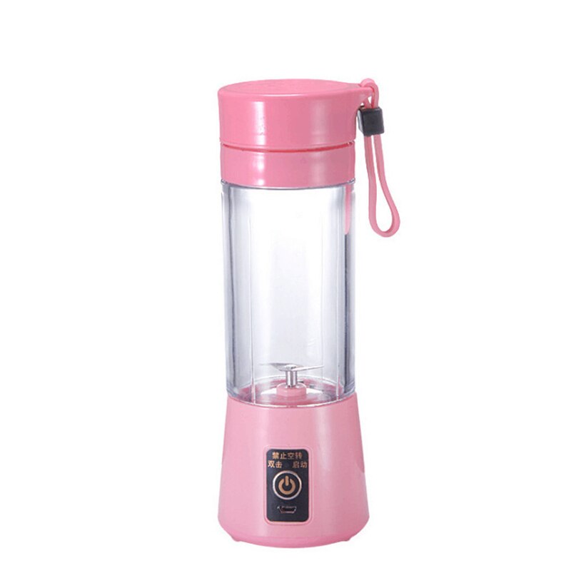 Portable USB Juicer Mini Blender Electric Juicer Machine Fruit Blender Mini Food Processor Personal Lemon Squeezer Juice Maker: pink / 4 blades