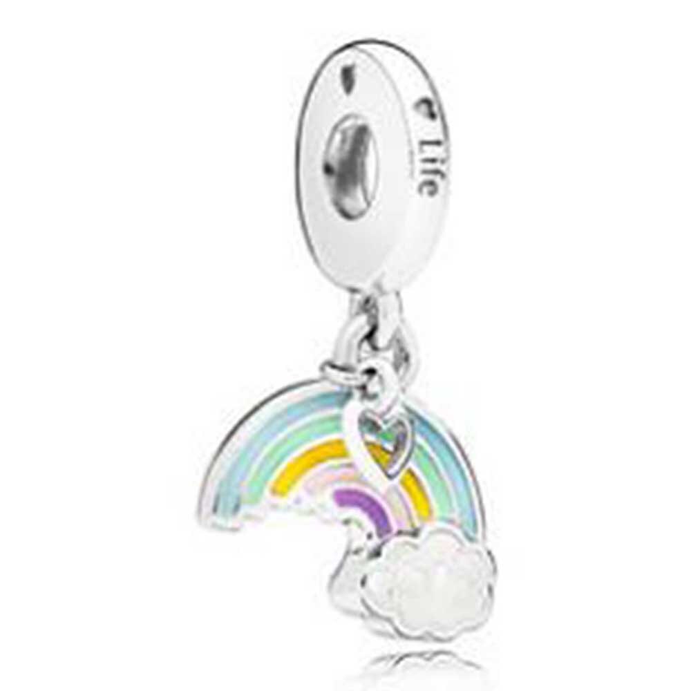 100% 925 sterlingsilber-anhänger, rosenanhänger, regenbogen der liebe, hängeanhänger, passend für originalarmbänder, diy-schmuck