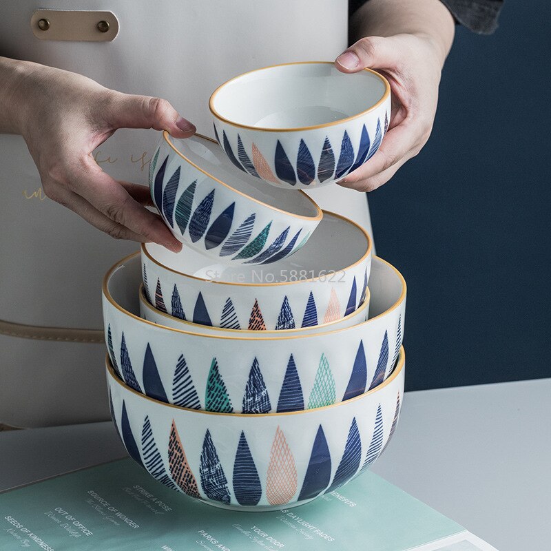Japońska zastawa stołowa ceramiczna kreatywna ręcznie malowana miska na makaron naczynia ceramiczne płytkie talerze New Arrival miski