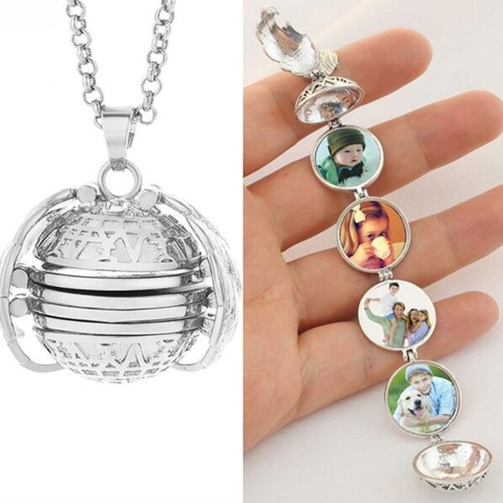 Magic 4 Photo Pendant Memory Floating Locket Necklace Angel Wings Flash Box Album Box Necklaces Collares Collier Femme