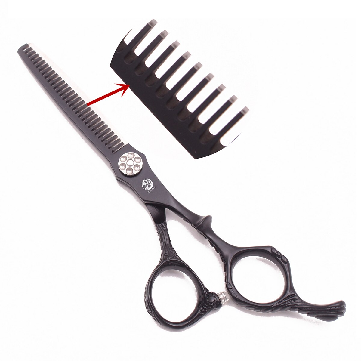 Purple Dragon 6.0" Japan 440C Barber Scissors Black Hair Cutting Scissors Thinning Shears Salon Haicut Salon Z9027