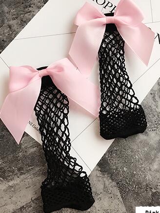 Kobiety skarpetki do kostek typu kabaretki z falbaną siatki koronki Bowknot krótkie skarpetki skarpety sportowe siatki siatki skarpetki damskie dziewczyny łuk Sox Flamesocks: Pink big