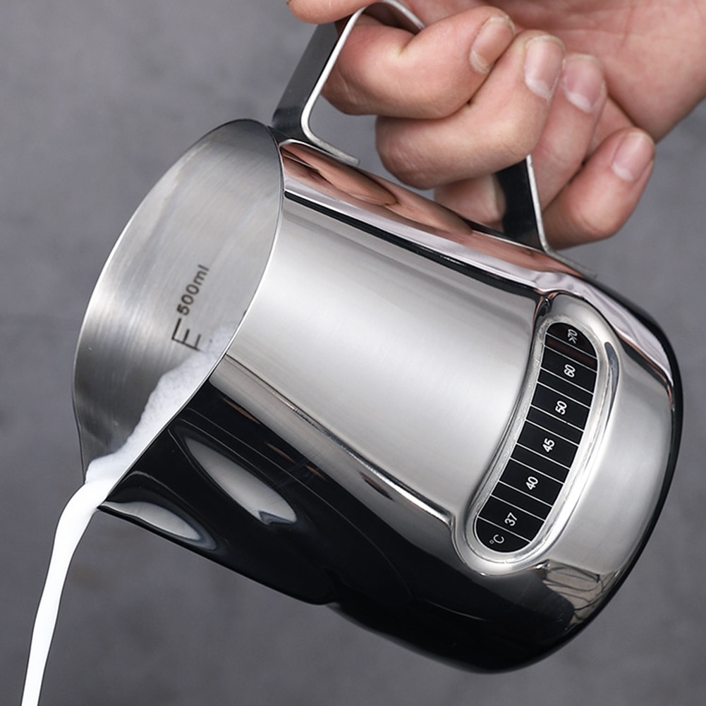 Espresso Cups Latte Art Milk Frothing Jug Coffee Frothing Cup Temperature Induction Coffee Pitcher Cappuccino Milk Cups