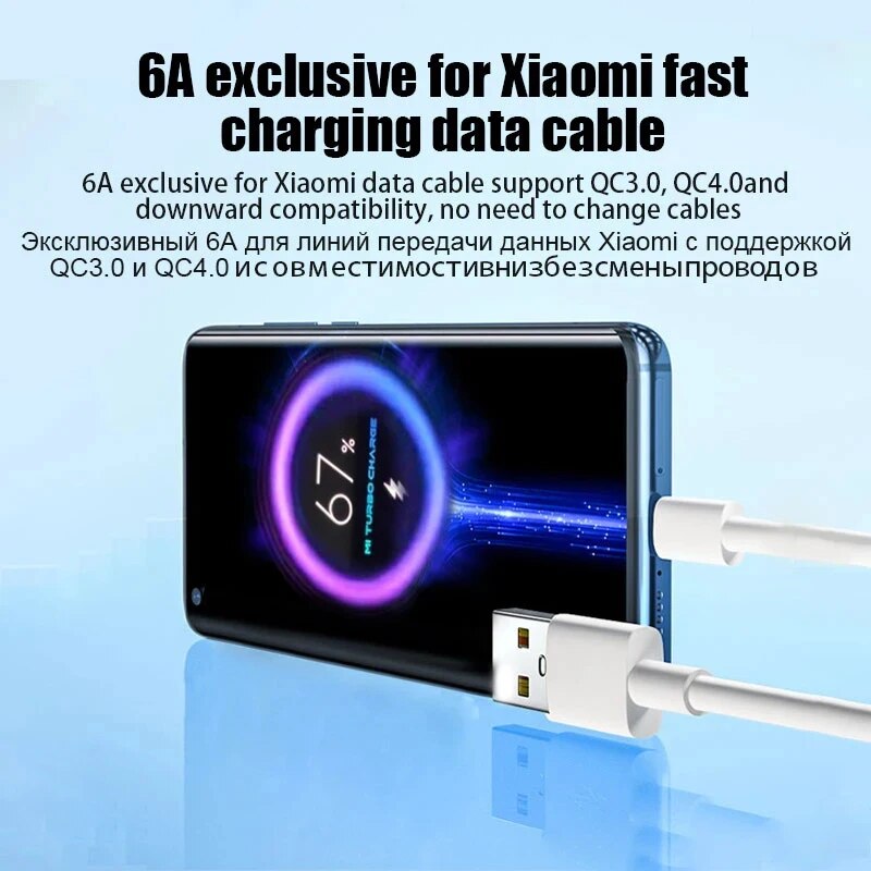 Originele 67W 6A USB supersnelle oplader adapter voor Xiaomi Mi 12 11 Type C-kabel POCO X5 X4 Pro Redmi Note 10 11 opladen