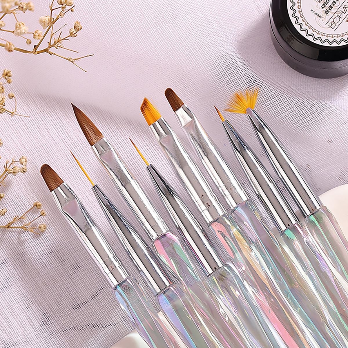 Juego de pinceles para uñas, herramientas de fototerapia, pinceles para pintar, dibujar y mejorar las uñas, Gel Uv, 8 unidades
