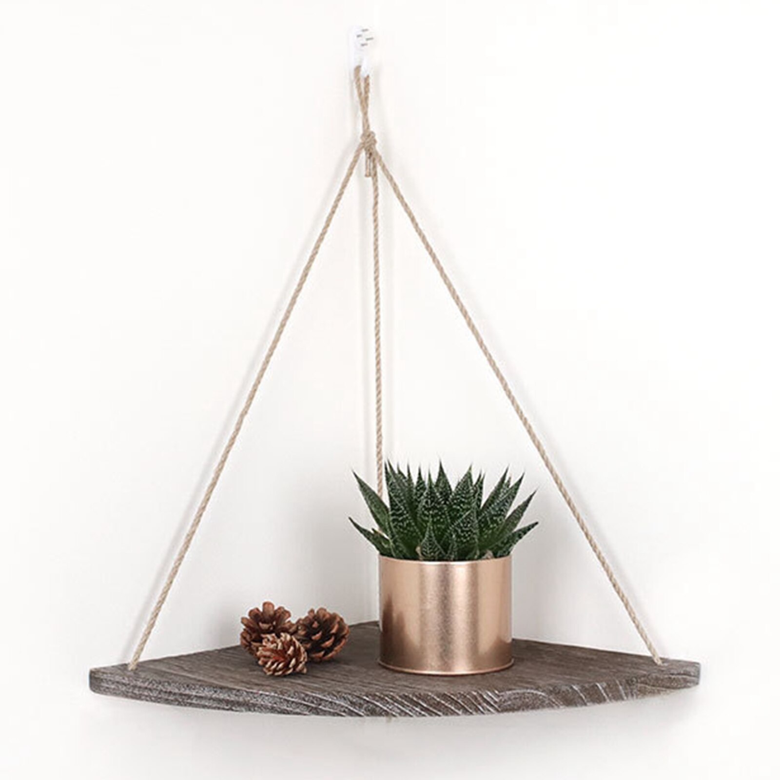 Estantes de esquina colgantes para exteriores, repisa de esquina de madera decorativa para jardín, cocina, baño y dormitorio, sala de estar y baño: brown 1 tier