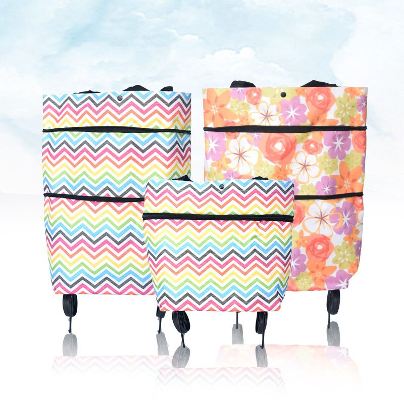 Caddie de Shopping pliable avec roulettes debout, extensible, réglable, grand espace, organisateur, sacs de courses portables