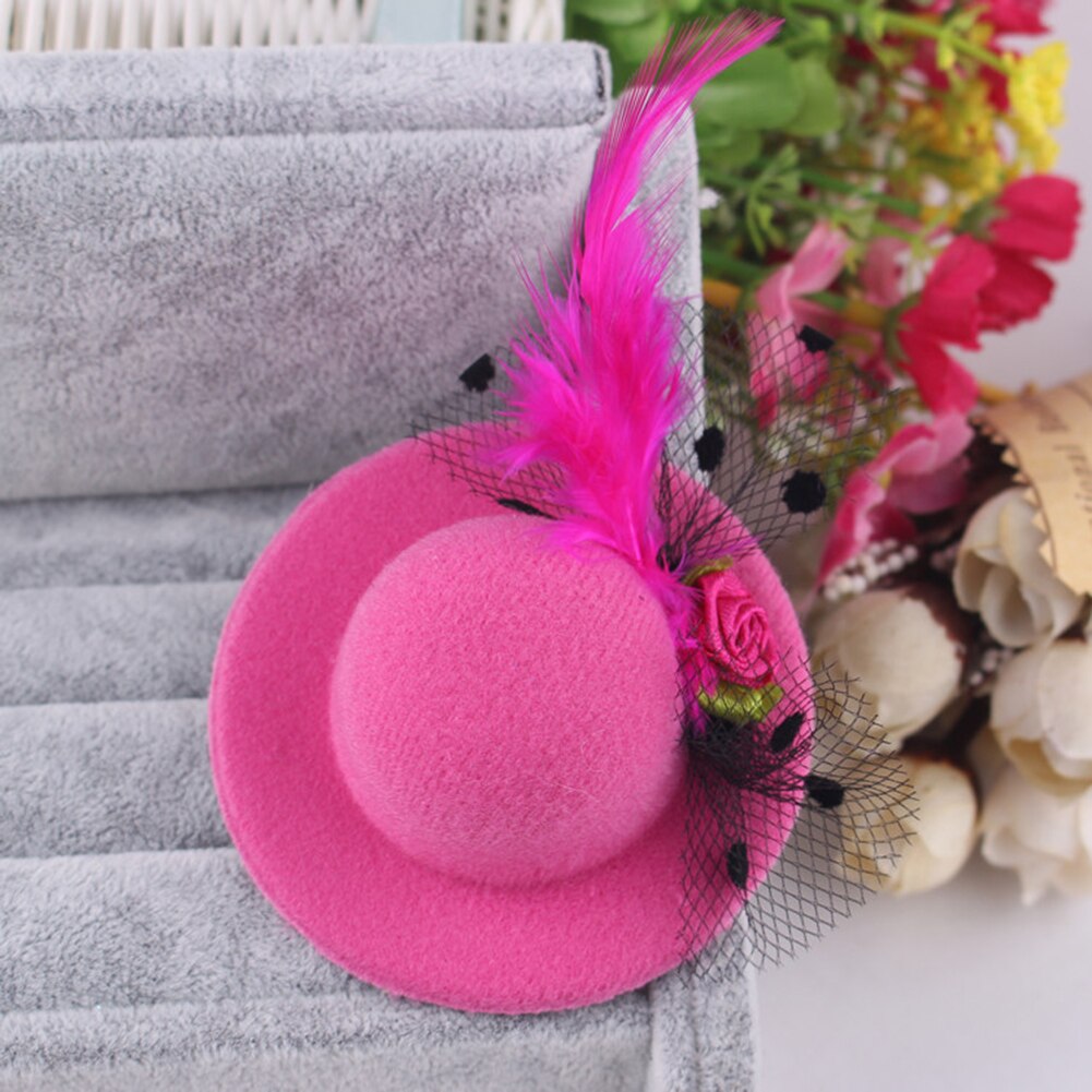 6 stuks kindermeisje mini hoed sluier bloem haarspeld garen veren haarspeld fascinator kinderhoofddeksel