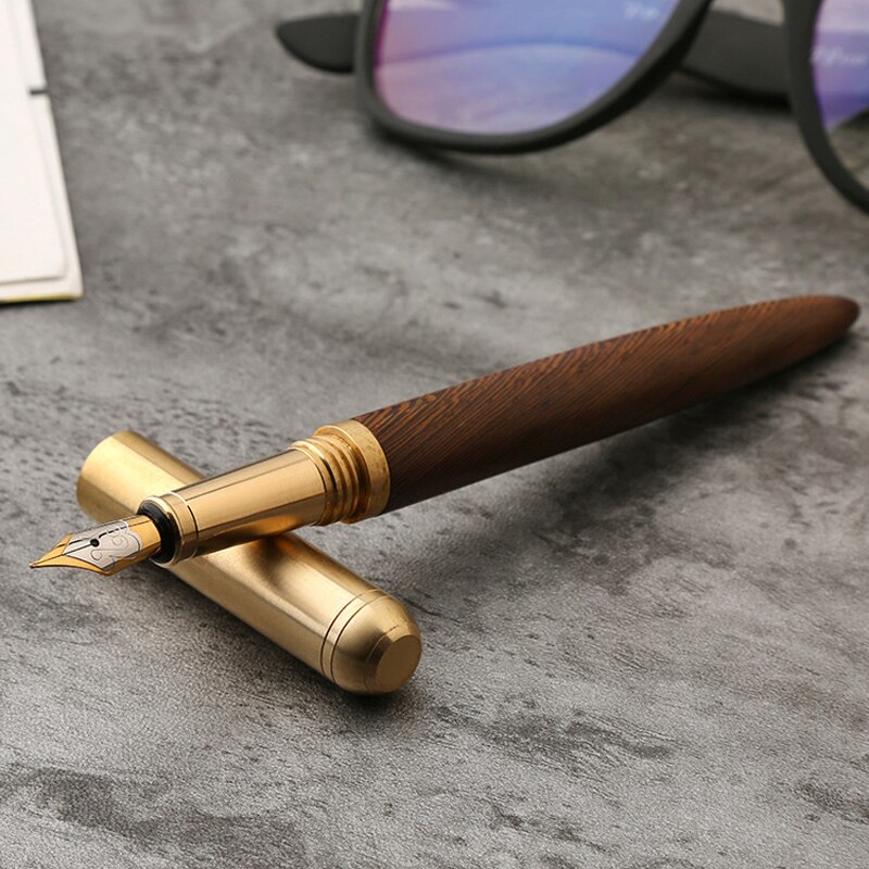 Pluma estilográfica de madera de de lujo, plumas de caligrafía de punta fina de 0,7mm, escritura de Metal, de madera, papelería, suministros escolares de oficina