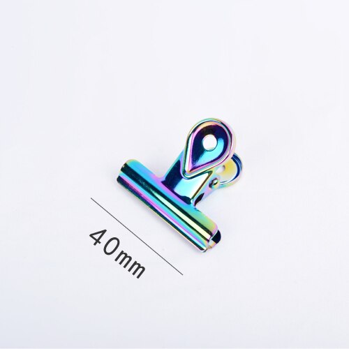 Rainbow Bulldog Clips Colorful Office Finishing Clip Stainless Steel Metal Receipt Folder Paper Document Binder Clips Raindrop: 40mm