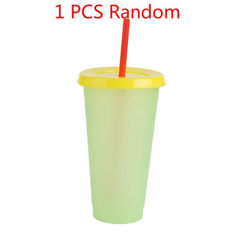 Best 24oz Plastic Cold Water Color Changing Cup Tumbler Discoloration Changing Colour Cup Camping Coffee Cup: 1pcs Random