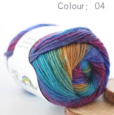 100% Wol Garen Regenboog Kleur Voor Hand Breien Haak Hand-Geweven Dikte Wollen Garen Wollen Garen Haken Sjaal Draad: 04