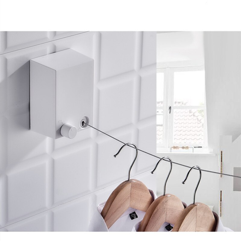 Zwart Waslijn Droger Intrekbare Indoor Telescopische Outdoor Droogrek Abs Plastic Staaldraad Waslijn Rack Wasgoed Droger