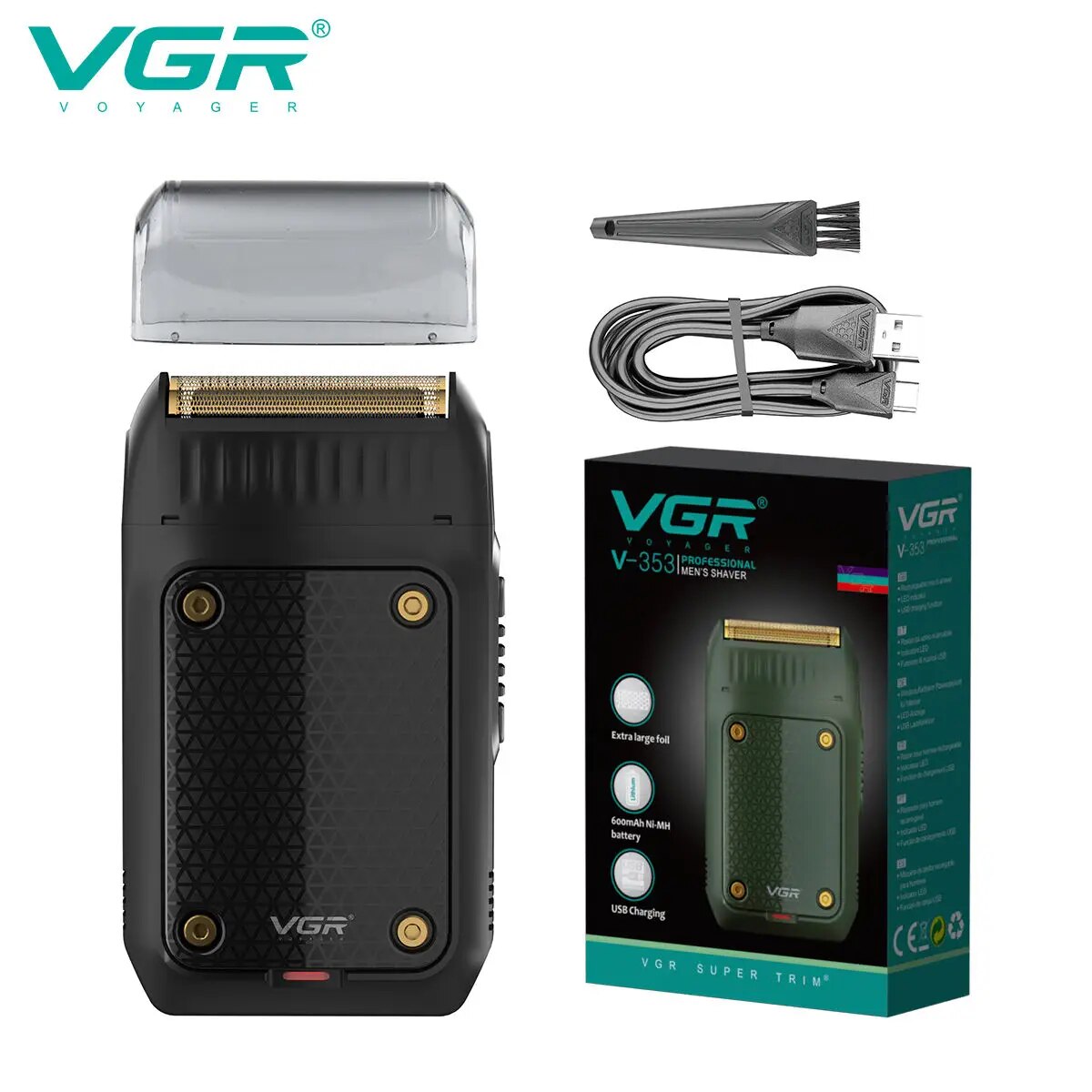 VGR V-353 Shaver Razor Electric Shaving Machine Portable Beard Trimmer Rechargeable Razor Mini Shaver for Men: black