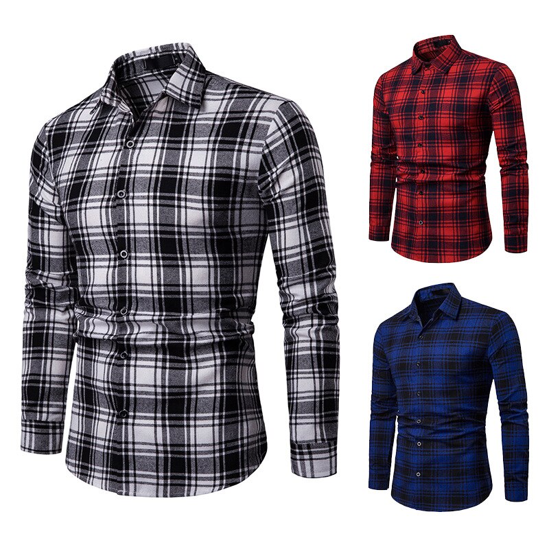 Geruit overhemd herfst lente rood geruit overhemd overhemd met lange mouwen zakelijk programmeur chemise heren heren geruite overhemden