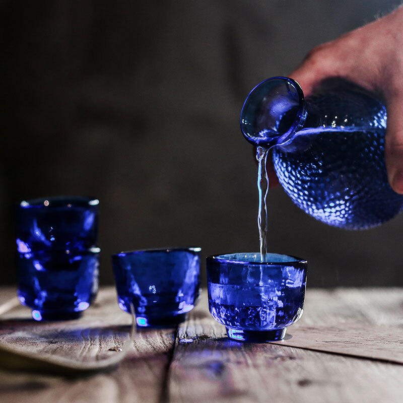 Japansk sake set flagon sprit sprit koppar sake gryta kristall dricksglas vinflaska koppar set barware kök