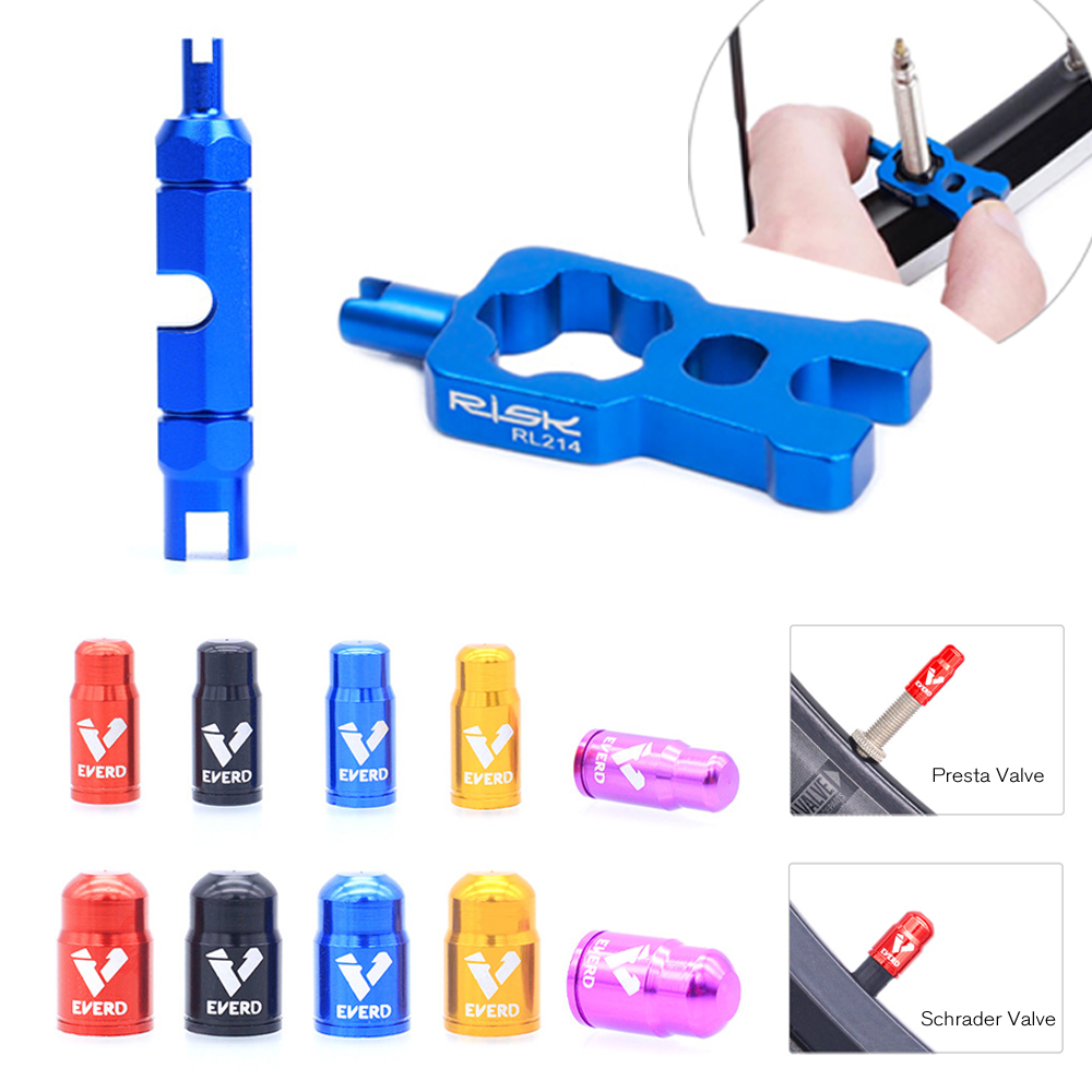 4 IN 1 Ventiel Remover Tool en Aluminium Fiets Presta Ventieldop Schrader Kleppendeksel Stofdicht voor MTB Racefiets