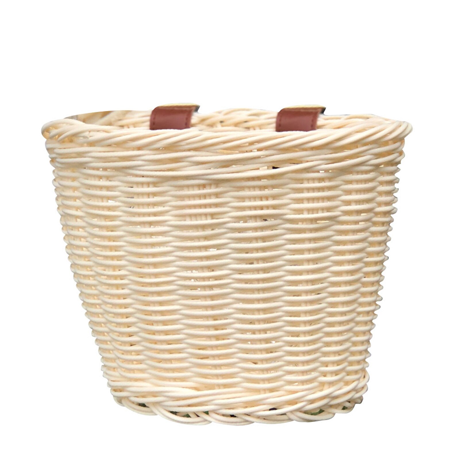 Kids Front Handle Bicycle Basket Artificial Woven Bicycle Basket Wicker Blue Suitable For Boys And Girls Bicycles Wicker Baskets: beige