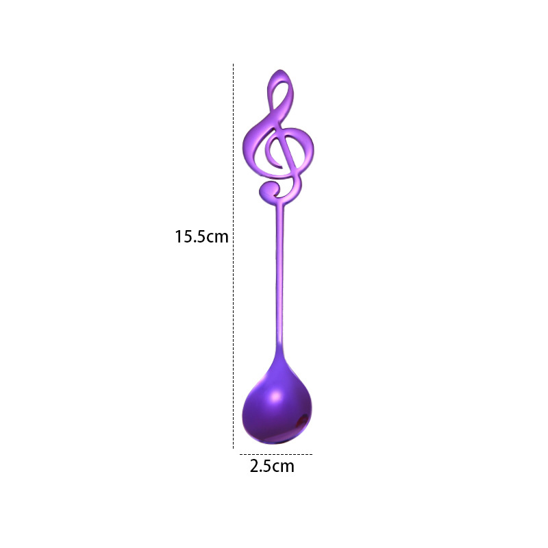 1/3/5/10pcs 304 Stainless Steel Musical Notes Coffee Spoon Stirring Cup Spoon Music Stick Ice Cream Spoon: green / S