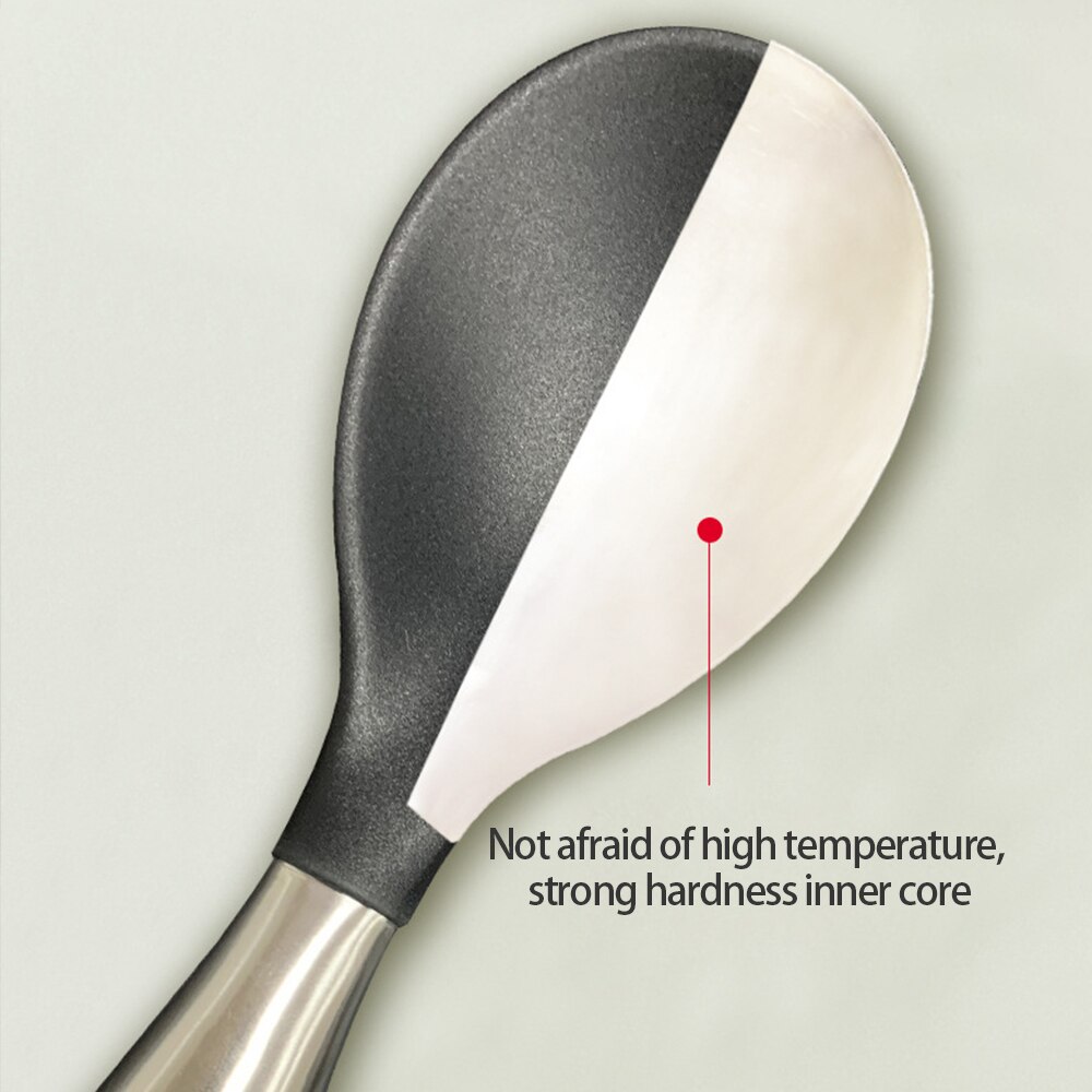 Cuchara de silicona para arroz, olla antiadherente para cocinar arroz, de acero inoxidable, alta temperatura