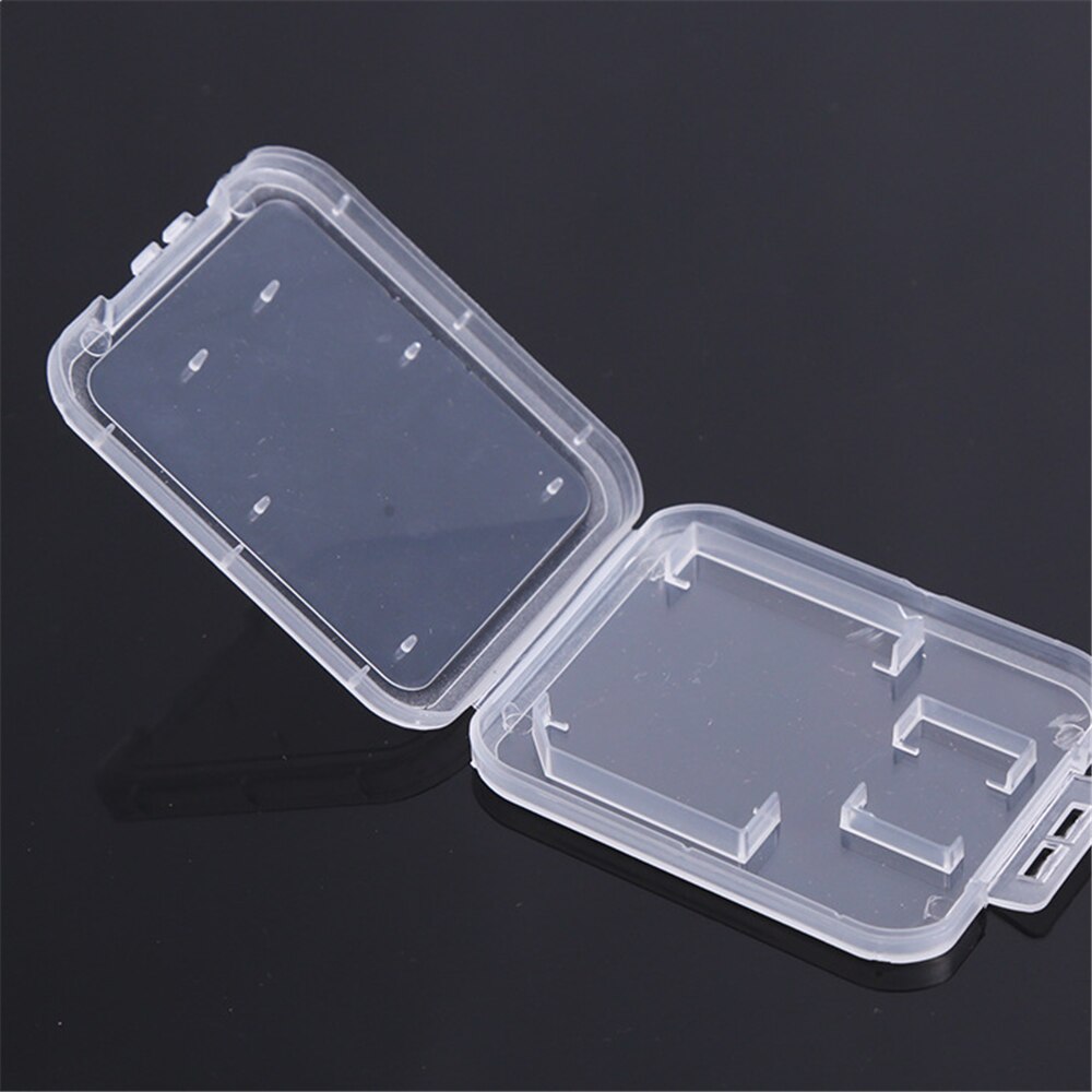 10 Uds. Caja de soporte de plástico transparente estándar para tarjeta SD caja de soporte para almacenamiento caja de tarjeta de memoria transparente material de escritorio escolar de oficina