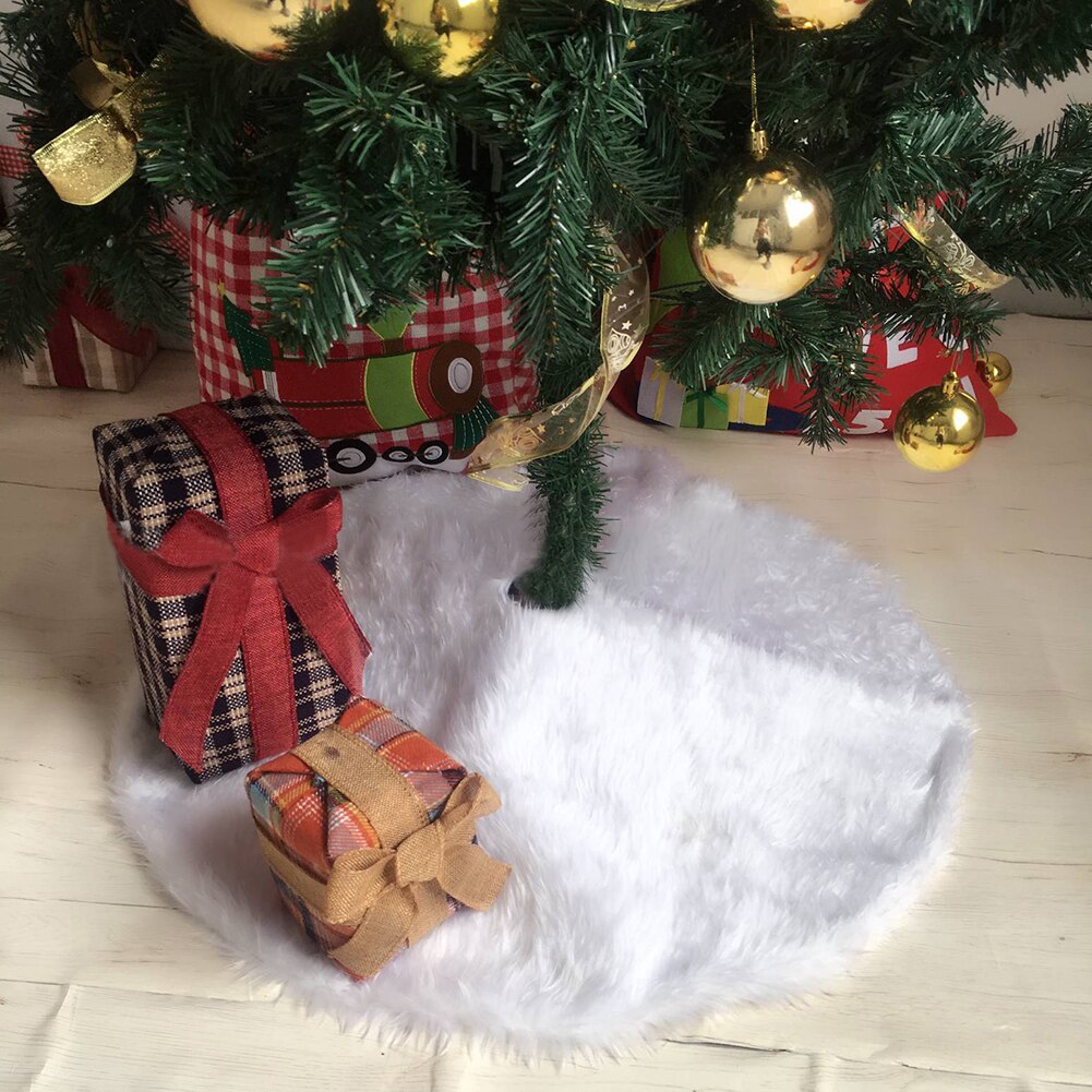 1Pc Witte Kerstboom Rok Pluche Faux Fur Tapijt Xmas Floor Mat Ornamenten Vrolijk Kerstfeest Nieuwjaar Kerstboom decoratie