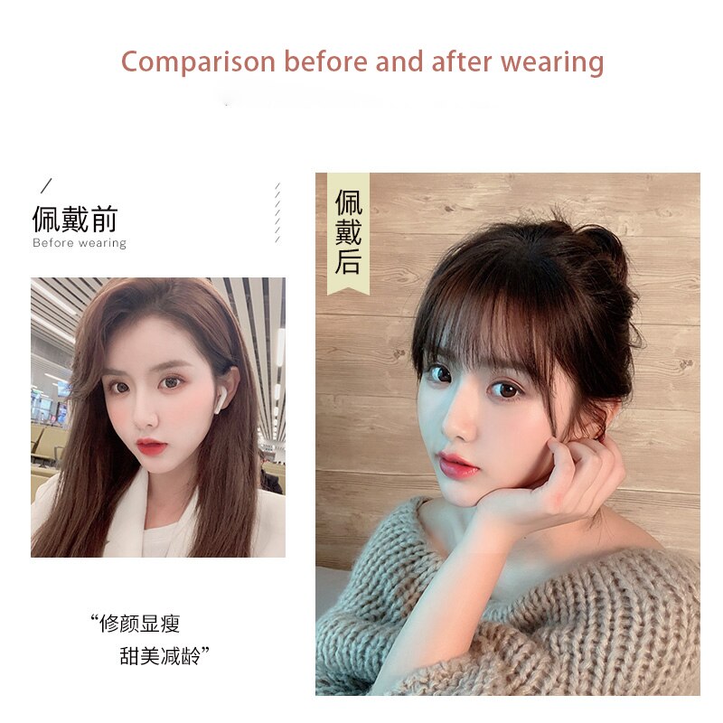 LVHAN noir/brun clair pince sur frange postiches pour les femmes frange pince dans les Extensions de cheveux synthétique haute température Fiber