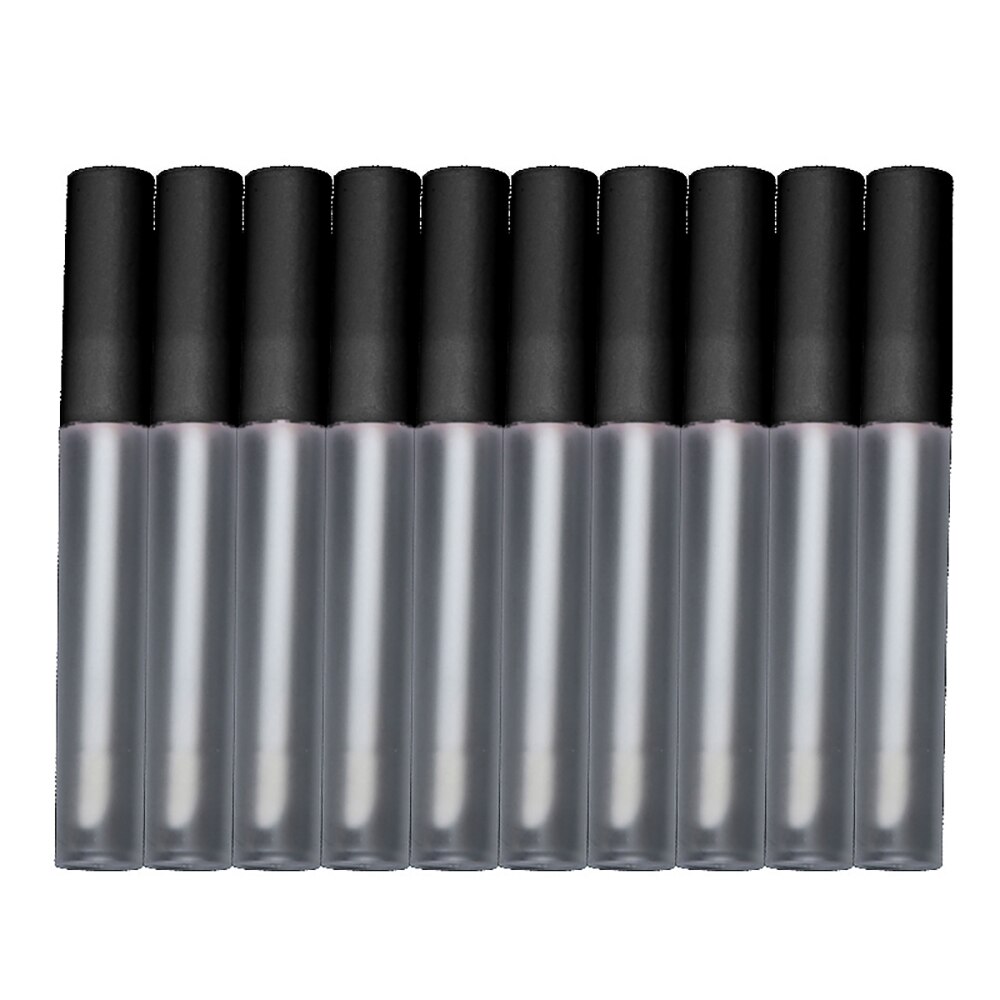 10 stk/parti 2.5ml tomme lipgloss tube diy læbepomade tube plast læbestiftbeholdere kosmetikbeholder flaske med låg: Sort (frosted)