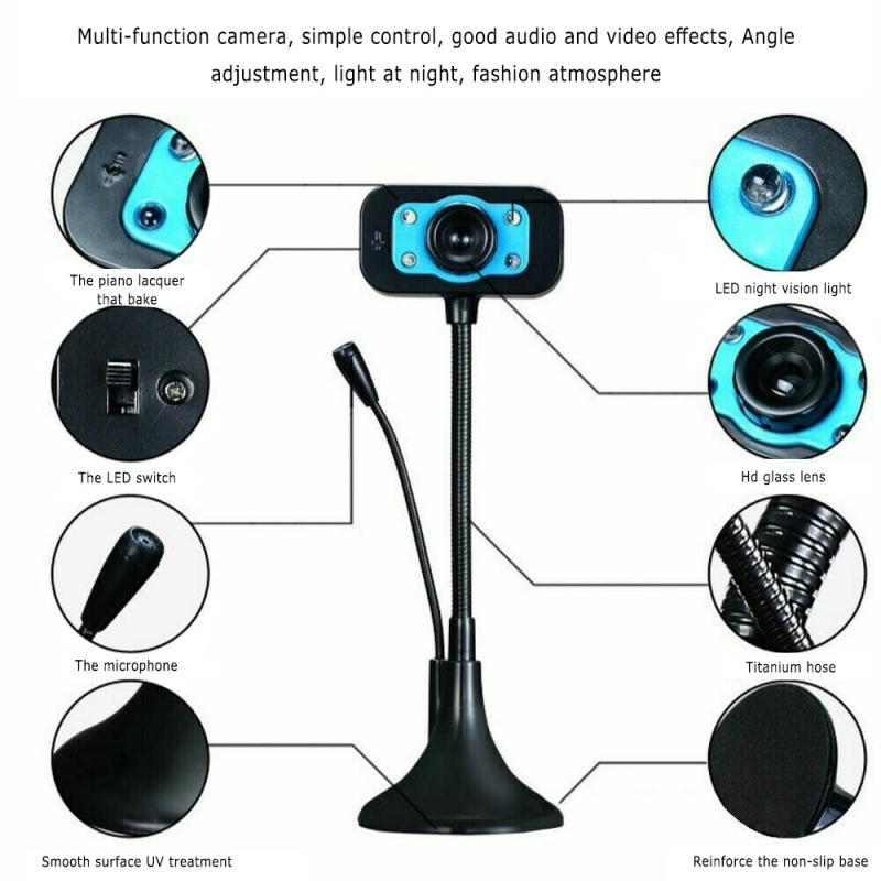 LED HD 1080P Webcam Mini Computer PC WebCamera With Microphone Rotatable Camera For Live Broadcast Video Calling Conference Work