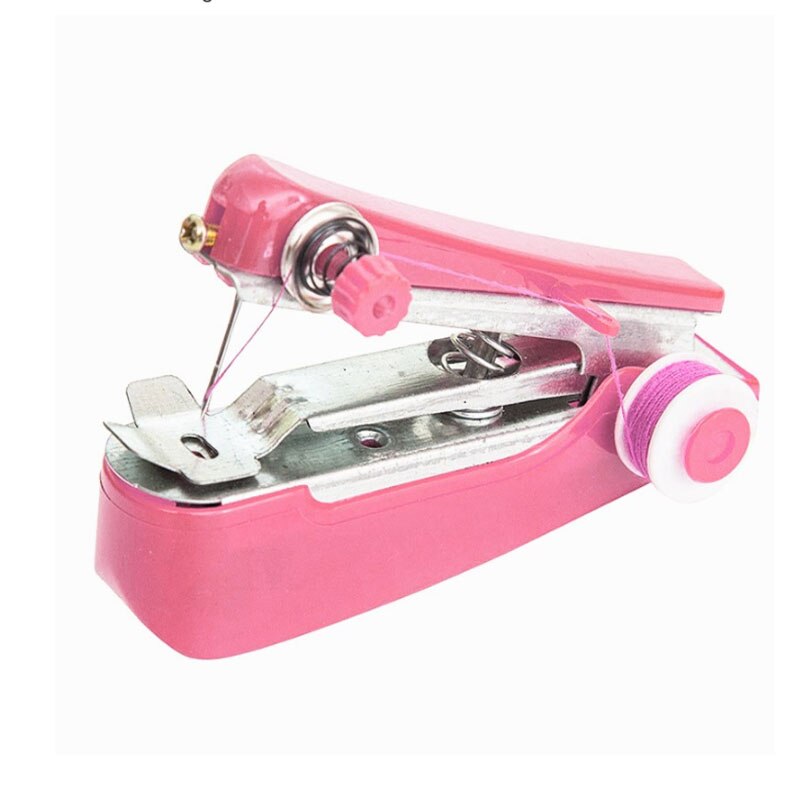Portable Mini Manual Sewing Machine Handheld Garment Fabric Sew Machine Use And Convenient Sewing Tools For Needlework Operation: pink