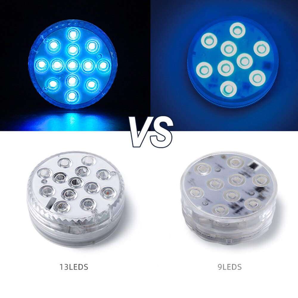 13 Led Remote Control RGB Submersible Light AA Battery Operated Underwater Night Lamp Outdoor Vase Bowl Garden Party Decoration