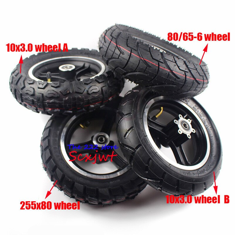 10 Inch Wheels for Kugoo M4 Pro Folding Electric Scooter 10x3 Inch Off-road Inner Outer Tire with Alloy Rims 255x80 Tyre 80/65-6