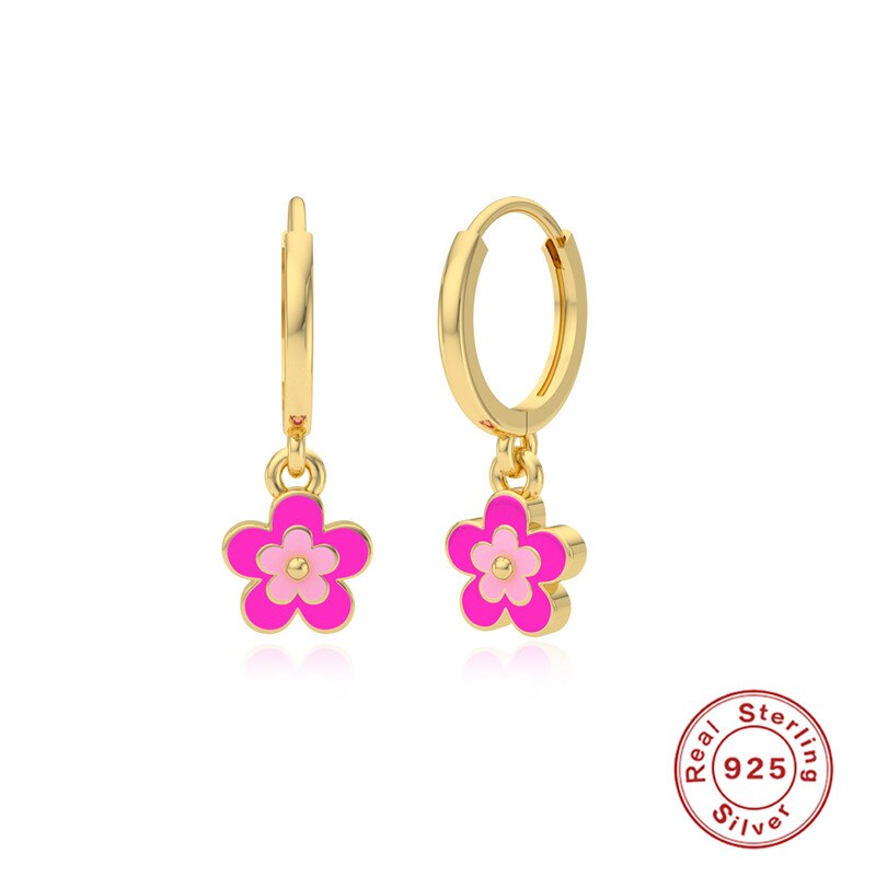 Roxi Mooie Emaille Bloemen Hoepel Oorbellen Voor Vrouwen Meisjes 925 Sterling Zilveren Earing Dangle Earring Sieraden Pendientes Plata 925