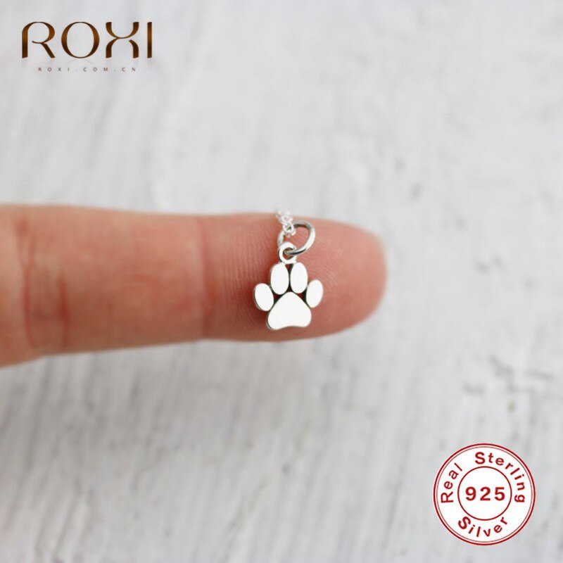 ROXI-collar con amuleto de pata de Animal para mujer, gargantilla de Plata de Ley 925 con colgante en forma de gato y perro, accesorios de joyería para mujer, de