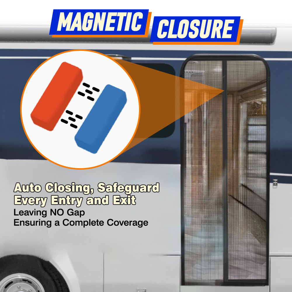 Moustiquaire magnétique pour porte d'entrée de caravane, 85x205cm, pour camping-car, caravane, insectes, voiture