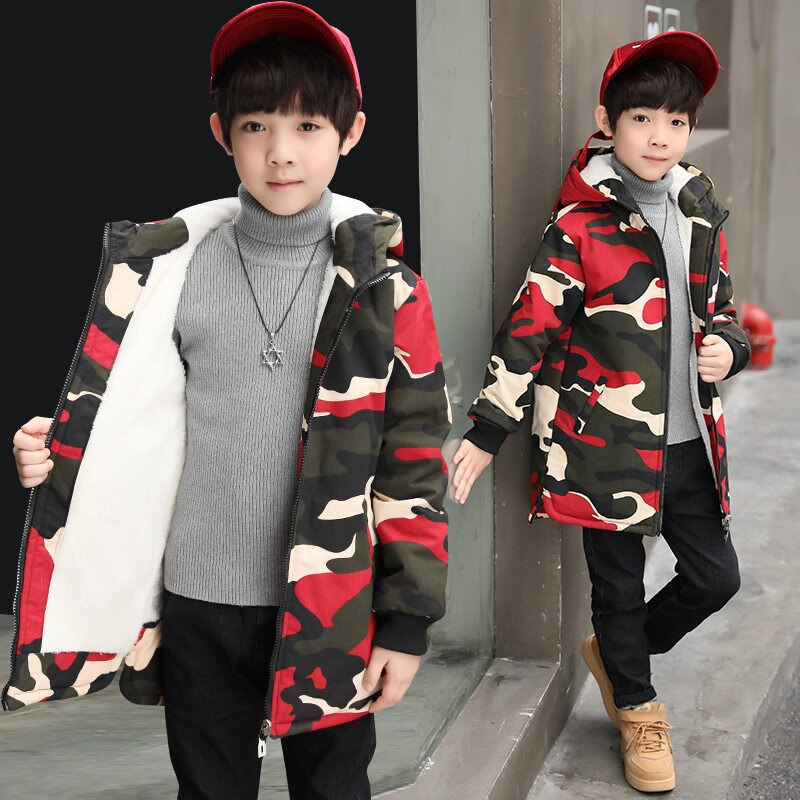 Manteau de Camouflage russe pour enfants, veste chaude à capuche épaisse à la