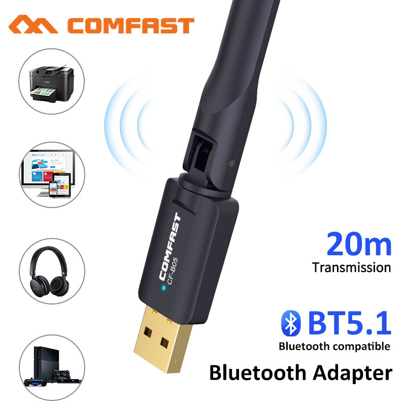 Comfast-Adaptador USB Bluetooth 100 para PC, receptor de Audio y música, transmisor Bluetooth 5,1, 5,1 M: CF-B05