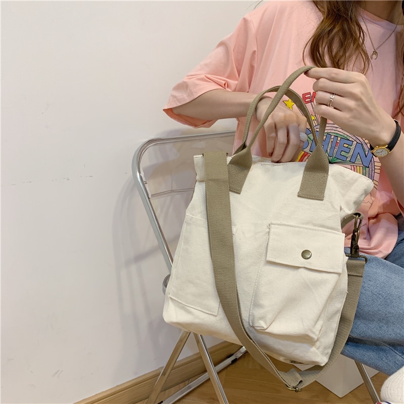 Original coréen Chic Harajuku Style toile sac décontracté sauvage sac à bandoulière grande capacité étudiant sac à bandoulière