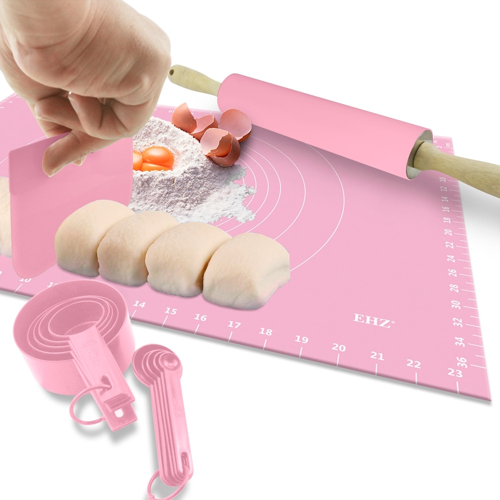 Ehz bakset grote siliconen bakmat extra dikke antiaanbaklaag bakmat voor gebak, zwijnenvlees, deegroller, bakmat