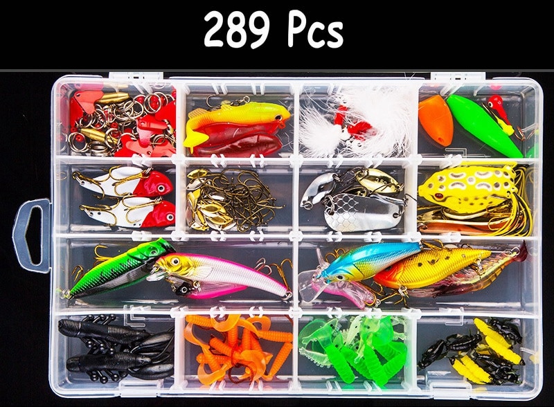 Multi fiskeri lokkesæt spinner crankbait minnow popper vib blød hård ske crank lokkemad fiskekroge tilbehør til redskabsboks