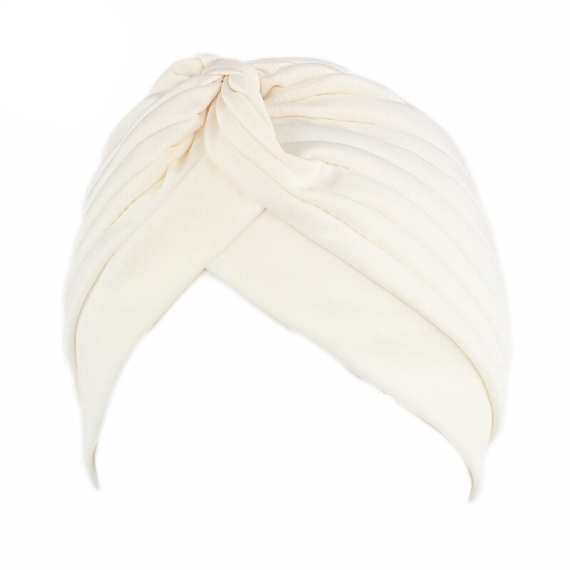 Plain Solid Hair Cap Turban Head Wrap Band Hat Bandana Hair Cap Sleeping Night Cap Hair Styling Accssories For Women: Ivory