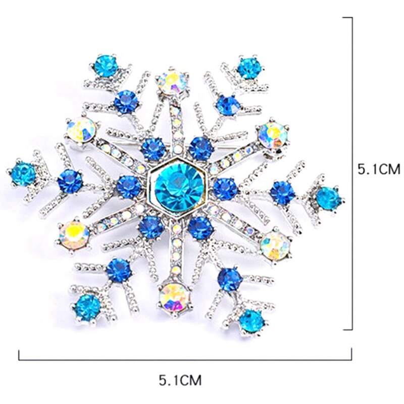 Retro Exaggeration Christmas Snowflake Brooch Blue Green Semi Precious Stone Coat Collar Pin Christmas Party