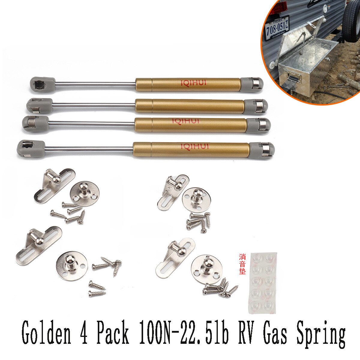 4Pcs/set 100N-22.5lb RV Gas Spring/trailer Gas Spring/support Rod/door Silencer Pad Camper Van Rv Accessories Camper Trailer