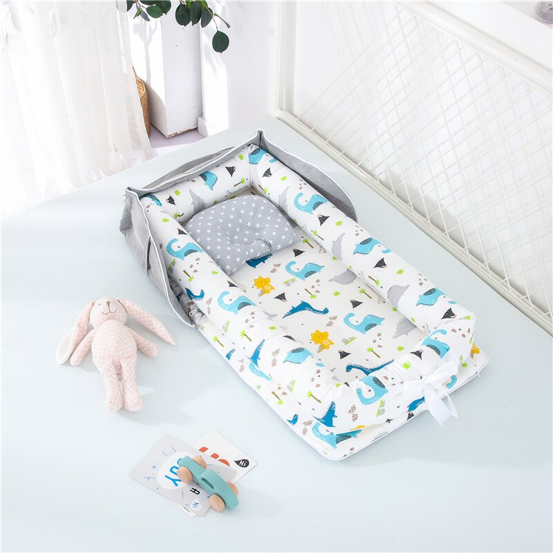 90cm*50cm sammenklappelig baby krybbe seng reden bærbar baby seng rejse essentials bomuld spædbarn baby krybbe seng rygsæk nyfødt baby seng: Dinosaurus