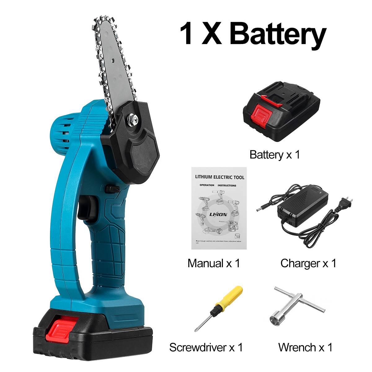 88V 3000W 4 Inch Mini Elektrische Kettingzaag Kettingzaag Met 1/2 Batterijen Houtbewerking Snoeien Een-Handed Tuin power Tools: TypeB 1 battery