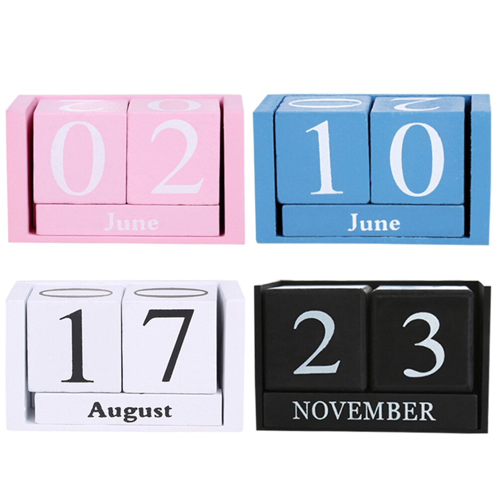 Vintage træ evigt skrivebord kalenderblok planlægger permanent desktop arrangør diy agenda hyd 88
