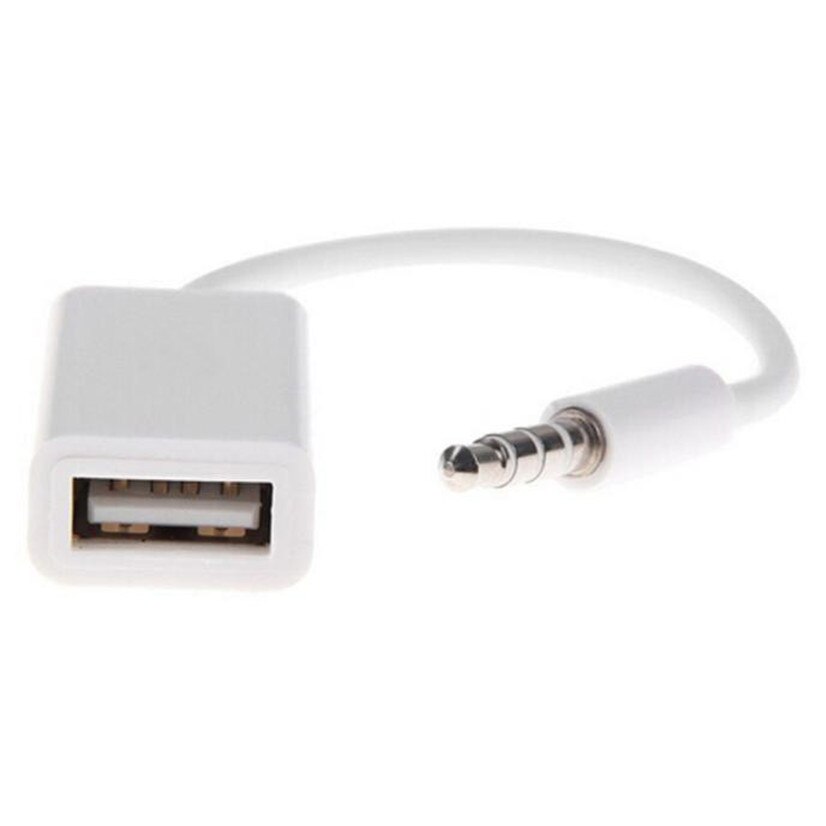 3.5mm Mannelijke AUX naar USB 2.0 Vrouwelijke Converter Kabel - 14.5cm - Auto MP3 Audio Adapter