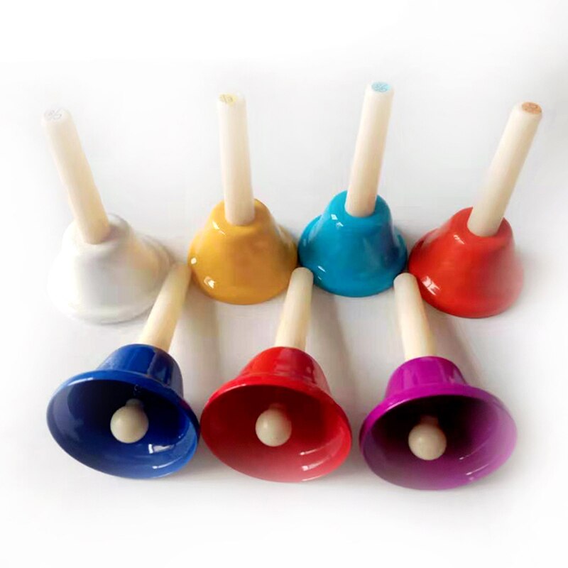 Instrumento Musical de colores para niños, campana de mano, 8 Uds., instrumento Musical de percusión para chico de Metal con 8 notas